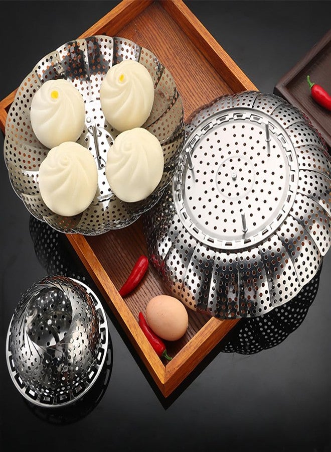 MiHerom Steamer Basket,Folding Stainless Steel Vegetable Steamer for Veggie Fish Eggs Seafood Cooking,Expandable to Fit in Pots - Image 5